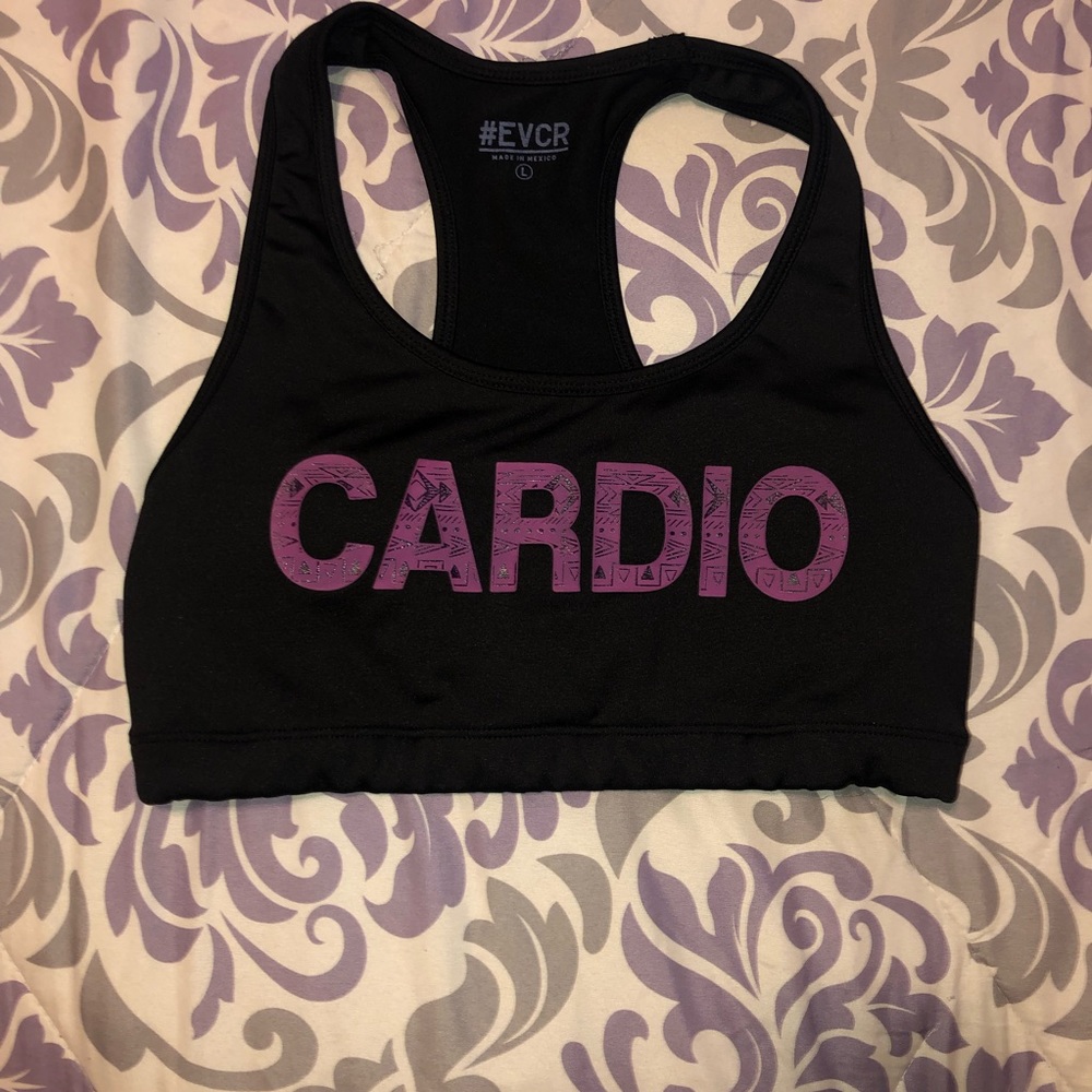 Black & Hot Pink Padded Sports Bra, L